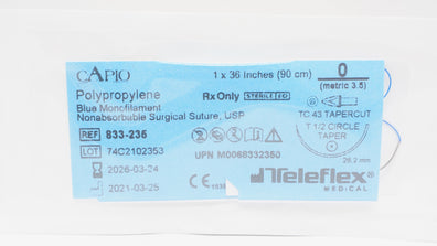 Teleflex 833-235 Polypropylene 0 Blue Monofilament TC 43 Tapercut